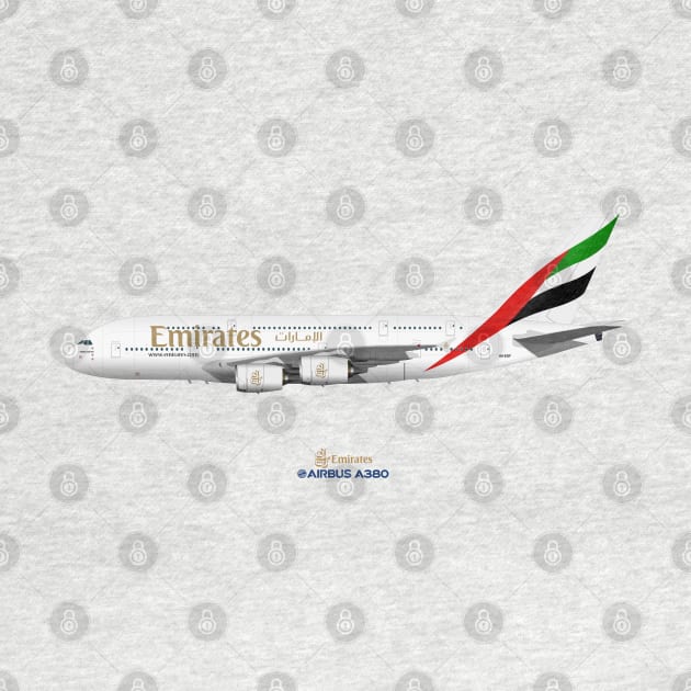 Illustration of Emirates Airbus A380 by SteveHClark
